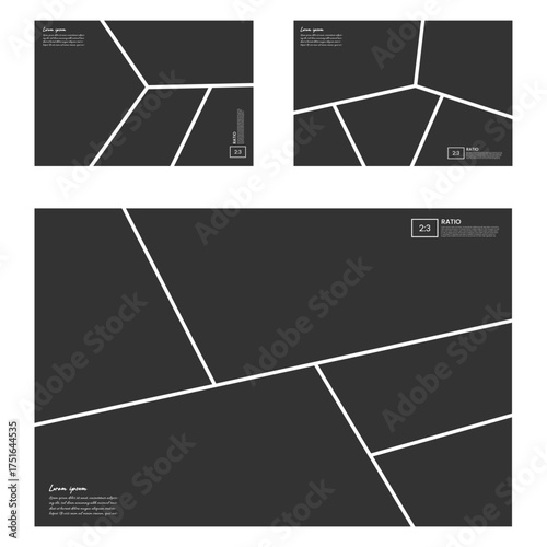 Landscape comic storyboard with transparent background and 2:3 proportion grid