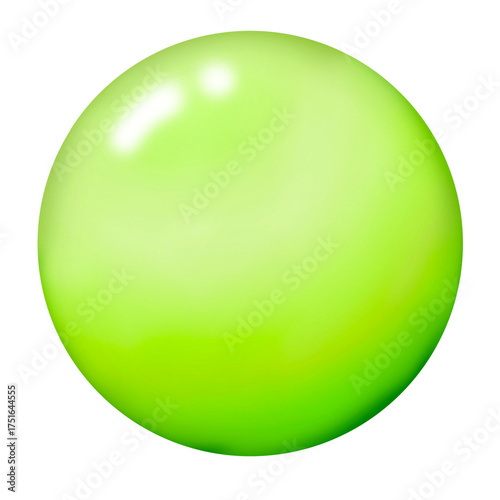 A glossy glass green ball with transparent background.