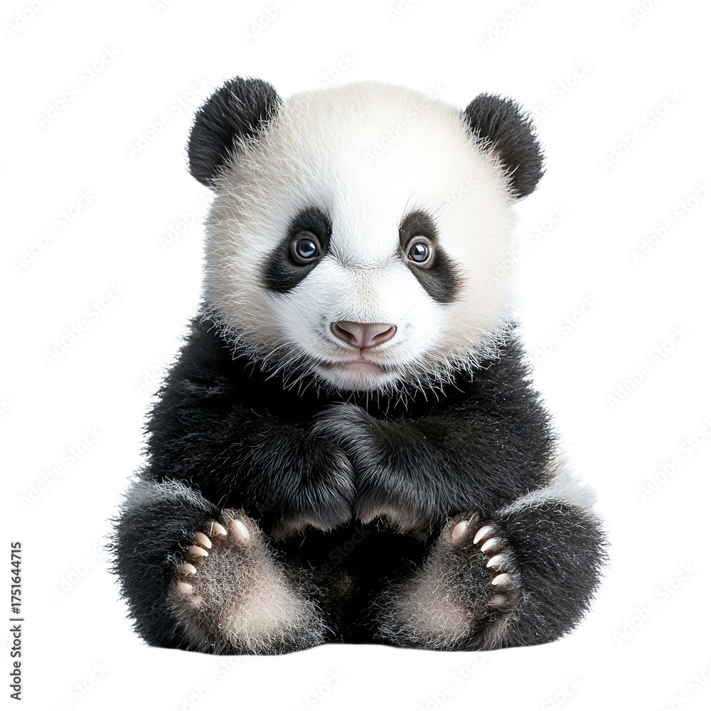Naklejka premium Angular view full body shot of a baby panda studio shot isolated on a white transparent background