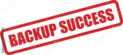 Grunge style backup success rubber stamp icon, data secured confirmation
