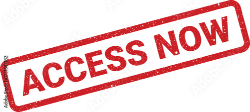 Grunge style illustration of a rubber stamp reading Access Now, isolated