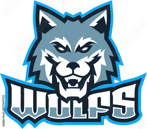 Wolf Mascot: A striking illustration of a wolf, conveying strength, agility, and resilience. Bold colors and dynamic design, capturing the essence of this noble animal