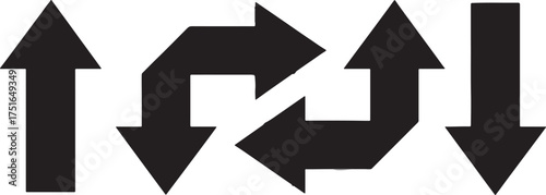 Black arrows pointing in various directions, indicating movement, direction, and navigation, useful for graphic design and visual communication