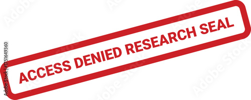 Red access denied research seal vector, rectangle shape, diagonally aligned for restricted documents