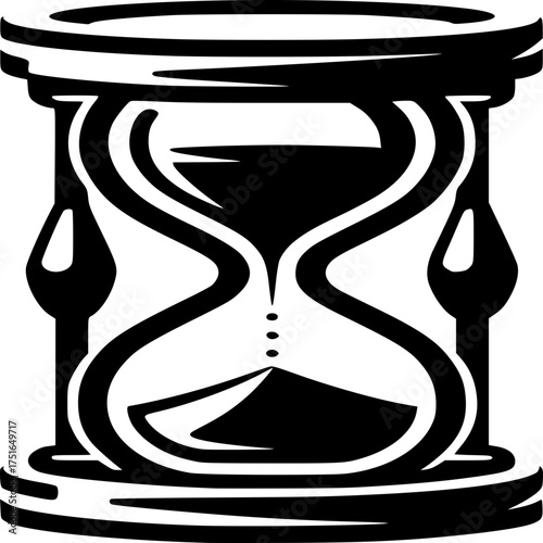  Timeless Essence: A striking black and white silhouette of an hourglass, its flowing sands embodying the passage of time and the value of each moment.