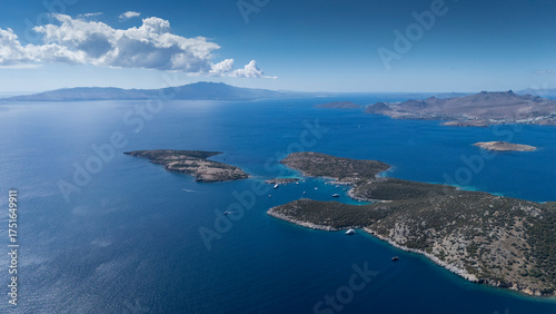 Aerial View of Bodrum Gümbet with Yachts and Clear Blue Water