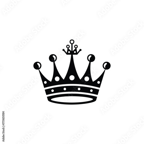 Black Royal Crown With Spheres on a Transparent Background for Print Designs