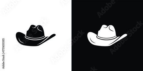 Cowboy Hat Clipart Icon, Monochrome Western Symbol, Black and White Artwork, Hat