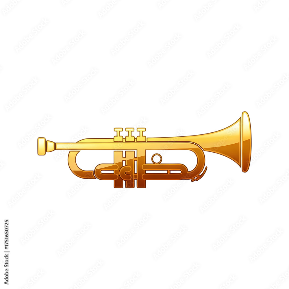 Fototapeta premium Golden Trumpet Musical Instrument on transparent background