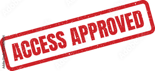 Red grunge access approved stamp with rectangle border, diagonally oriented illustration