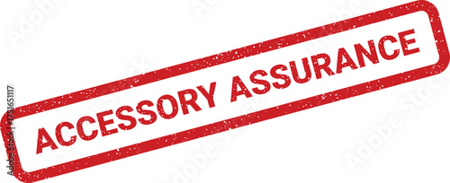 Red grunge accessory assurance rectangular rubber stamp design element for documents and marketing