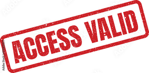Red Grunge Access Valid Rectangle Stamp, Security Approval, and Verification