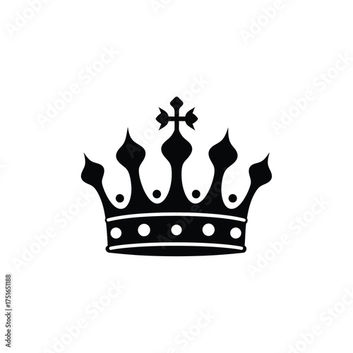 Silhouette Crown With Cross Icon isolated on white background royalty and coronation