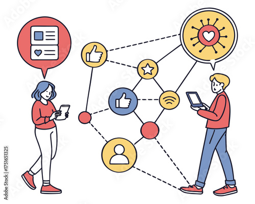 Social media network connecting people through devices