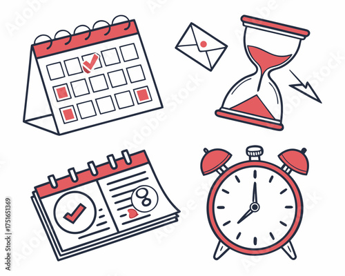 Time management icons for planning and scheduling