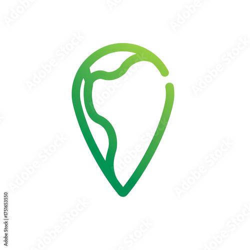 Eco Green Location Pin Icon on transparent background