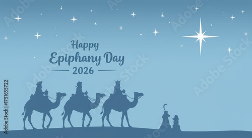 Celebrate epiphany day with the three wise men journey under the starry sky