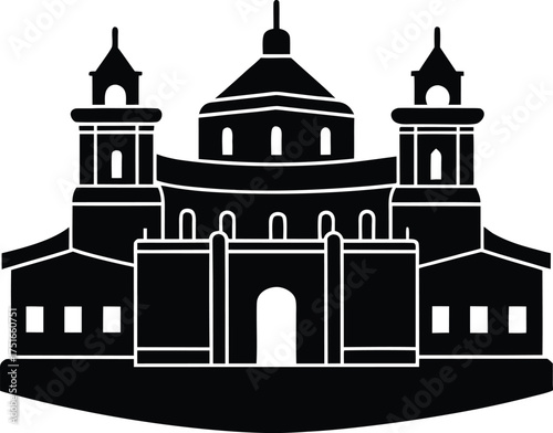 Historic church or cathedral silhouette vector detailed facade ancient religious building ornate architecture structure
