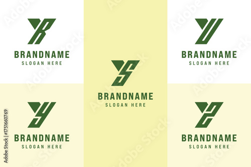 Letters YR YS YU YY YZ Logo Set, for RY SY UY YY ZY Initials