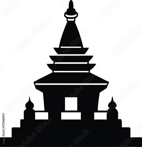 Asian Temple Pagoda Icon Silhouette Vector Illustration Classic Architecture Building Religious Site Spiritual Tourism Travel Landmark
