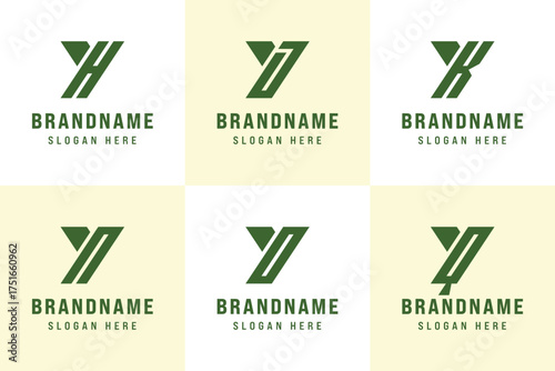 Letters YH YJ YK YN YO YQ Logo Set, for HY JY KY NY OY QY Initials