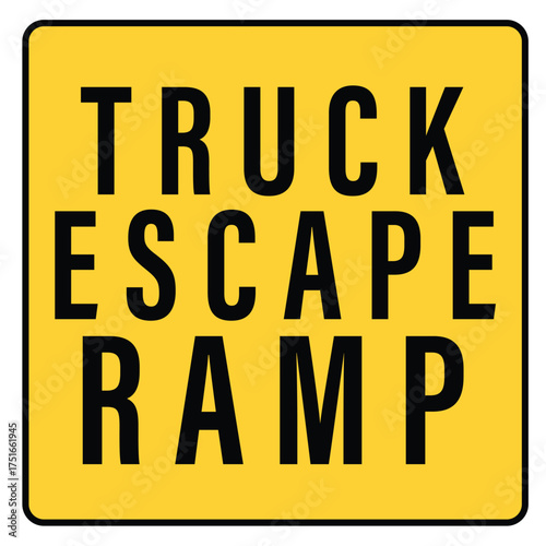 vector illustration of a yellow caution  road sign of truck escape ramp