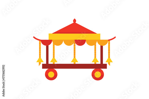 Ornate indian palki carriage decorated with vibrant garlands and flowers for celebrations
