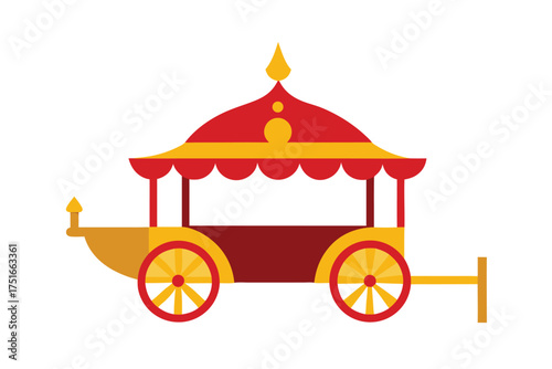 Elegant traditional bengali palki carriage adorned with intricate floral and geometric decorative motifs