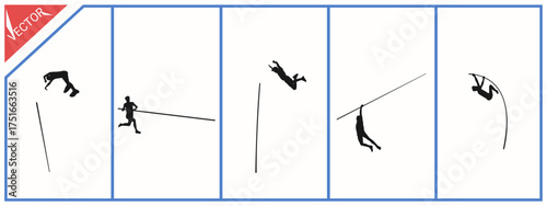 Silhouette of pole vault athlete training, world championship, athletics sport.