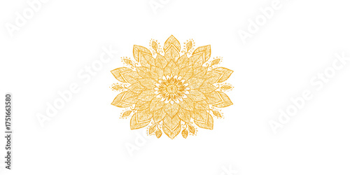 Print   Floral mandala with gold texture details