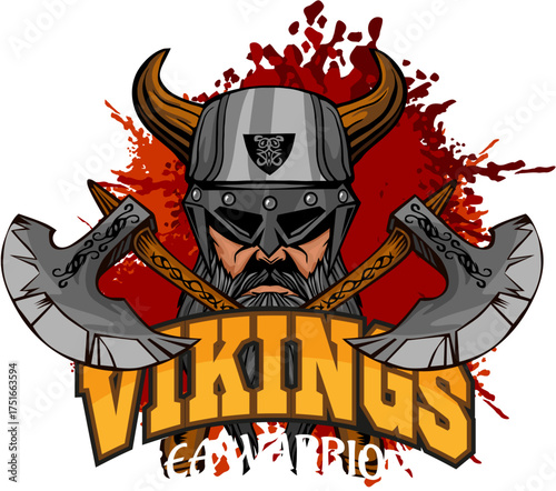 Viking Warrior Illustration: A fierce Viking warrior illustration. The bold artwork, full of strength and valor, portrays the essence of a fearless Viking spirit.