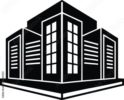 Modern city office building icon financial district architecture symbol corporate business center isolated