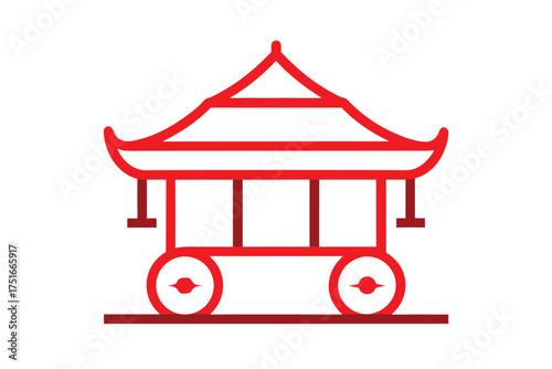 Simple palki icon with bold outline on white background for indian weddings and cultural events