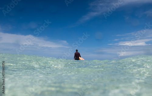 underwater blue ocean surface reef swim 