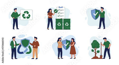 Illustrations of Environmental Protection and Sustainability Practices for a Greener Future