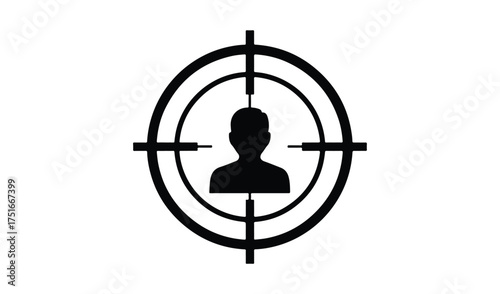 Silhouette of a person in a crosshair target symbol