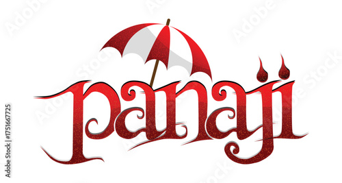 Panaji typography vector and png goa capital city panji text effect , panaji city text , Goa tourism panaji travel red font illustration