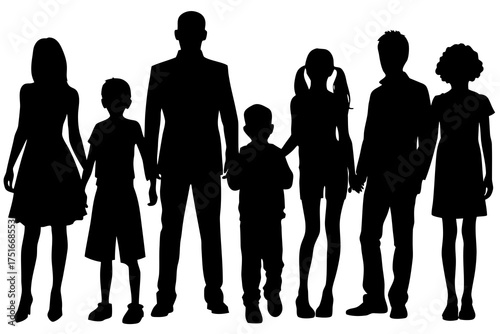 set of Family Silhouette Vector Pack Isolated on White Background