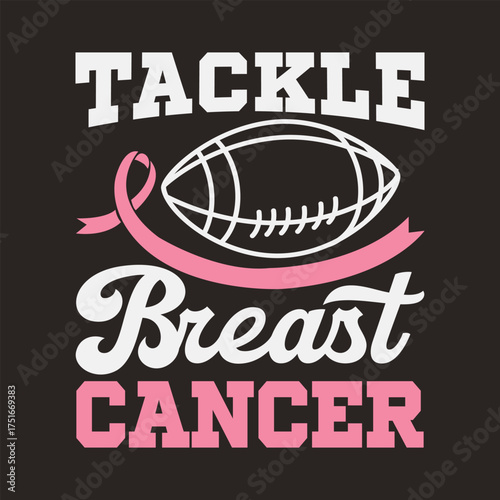 Tackle breast cancer football awareness ribbon design