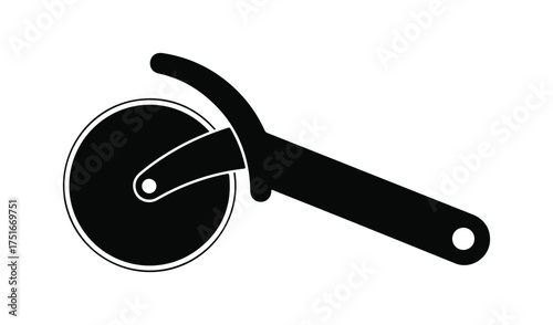 Simple black silhouette of a pizza cutter tool