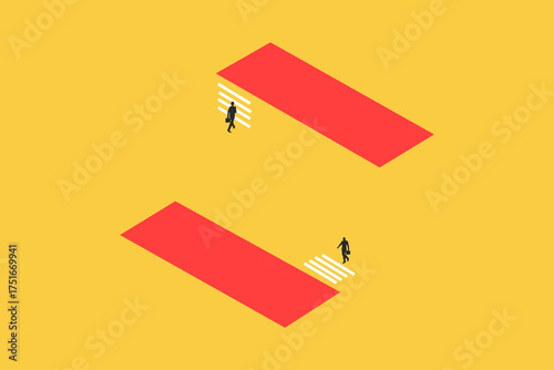 Business dispute or disagreement vector concept with two businessman different way from each other. Symbol of miscommunication, conflict, argument. Eps10 illustration