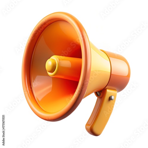 Glossy Orange 3D Megaphone Icon

