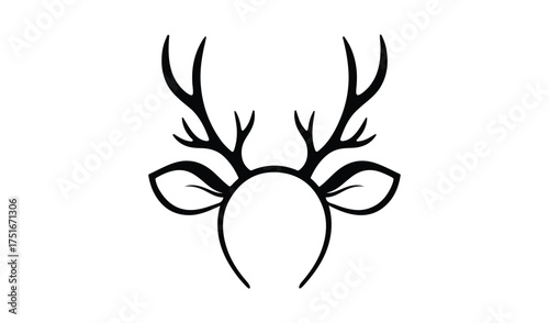 Simple line drawing of deer antlers and ears on white background
