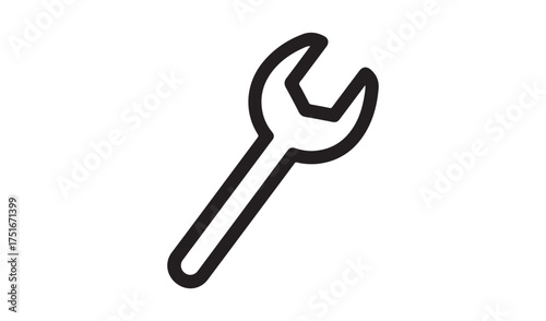 Simple black and white line drawing of an open end wrench tool