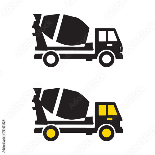 dump big concrete mixing cutter truck vector icon flat image