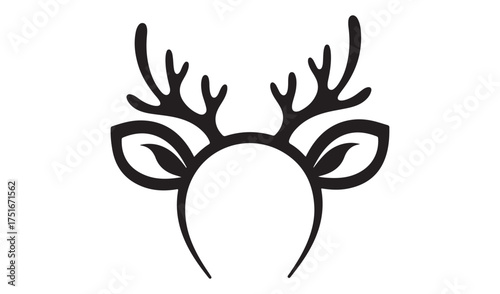 Black outline of reindeer antlers and ears on a headband