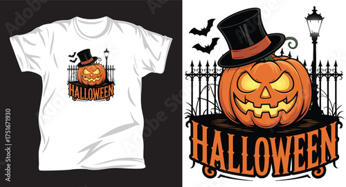 Halloween graphic vector T shirt design print.