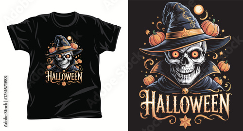 Halloween graphic vector T shirt design print.