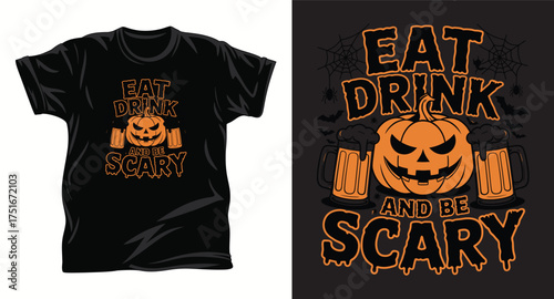 Halloween graphic vector T shirt design print.