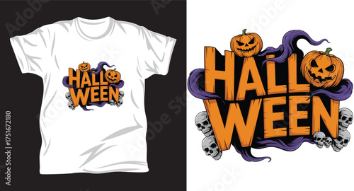 Halloween graphic vector T shirt design print.